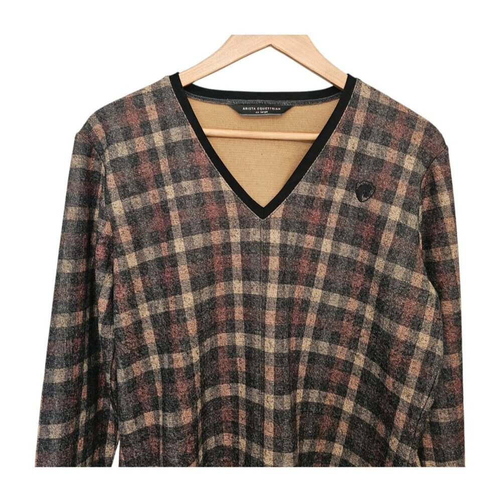 Women's - Arista Equestrian Rustica Sashay Plaid V-Neck Sweater, Size XX Large - Picture 3 of 8